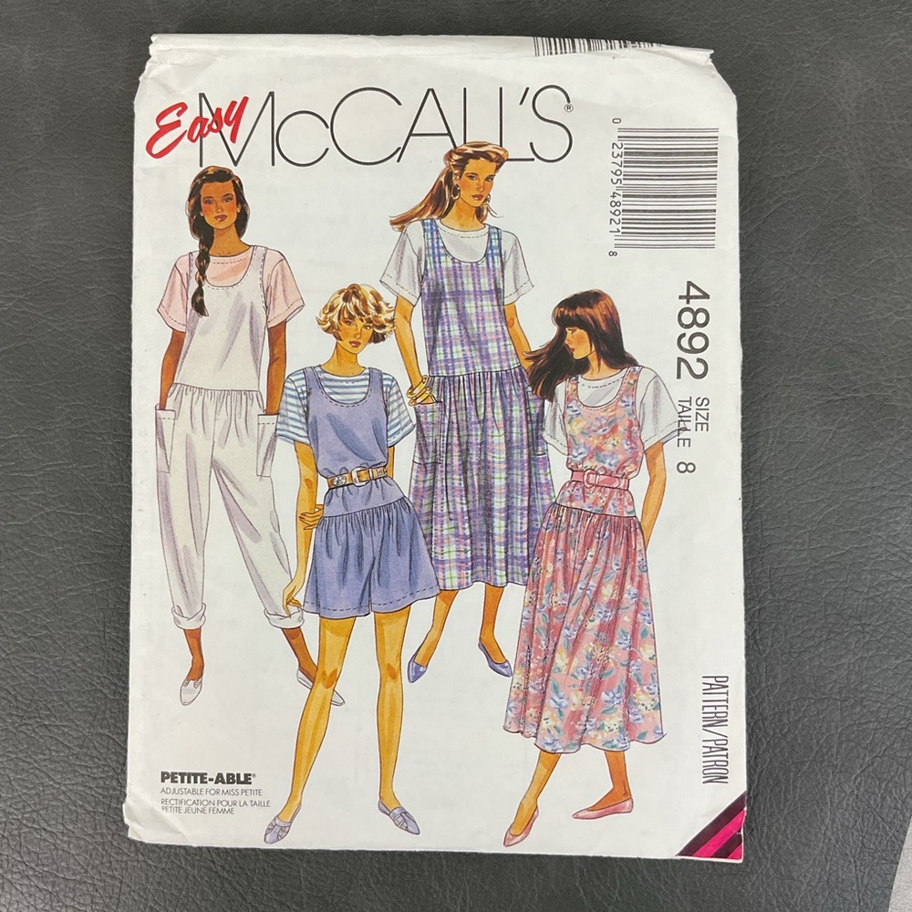 Vintage McCall's Pattern 4892 women’s size 8 uncut jumpsuit dress romper